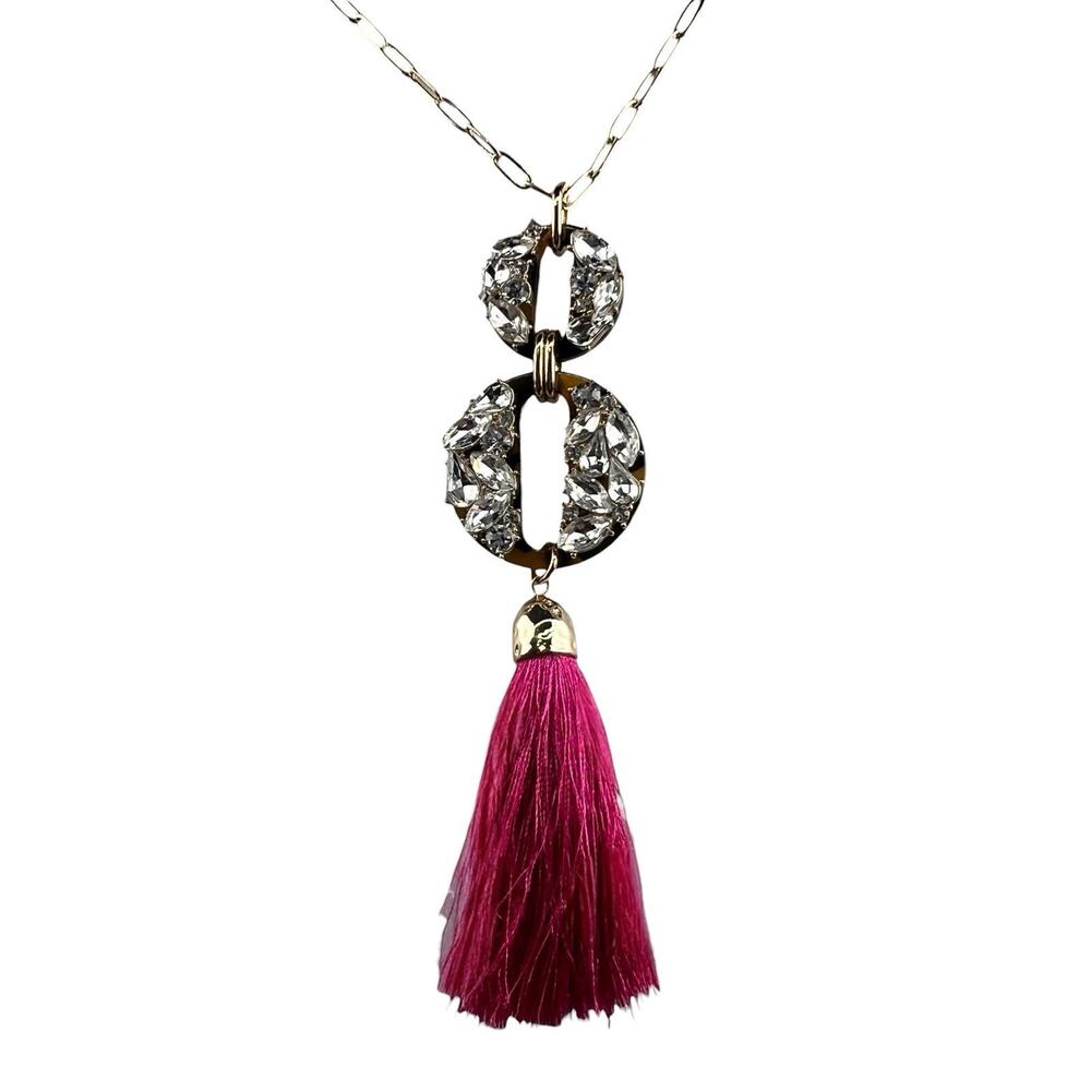 Lilly Pulitzer Bougainvillea Strut Your Stuff Pink Tassel Necklace 32" NWT $68